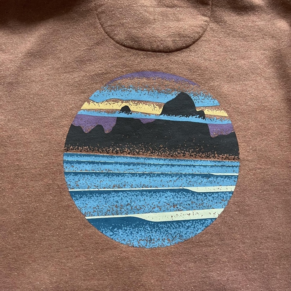 Patagonia Skyline Stencil Uprisal Hoodie Mens Medium Brown Full Zip - Picture 3 of 16